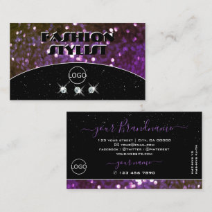 Carte De Visite Parties scintillant d'étincelle violet noir pour l