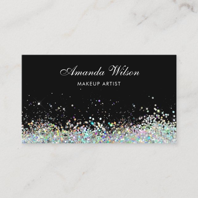 Carte De Visite Parties scintillant d'hologramme de maquillage élé (Devant)