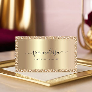 Carte De Visite Parties scintillant d'or au champagne de luxe Scri