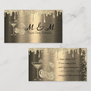 Carte De Visite Parties scintillant d'or Bartender du Parti privé