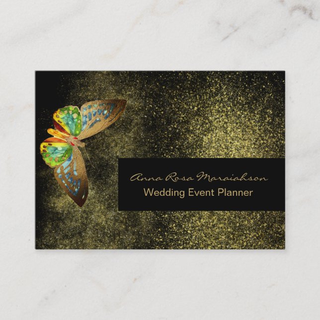 Carte De Visite *~* Parties scintillant d'or Beurre doré Chic Fill (Devant)