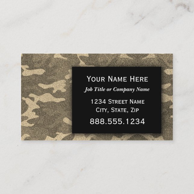 Carte De Visite Parties scintillant d'or Camouflage professionnels (Dos)