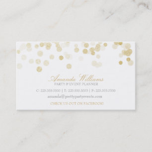 Carte De Visite Parties scintillant d'or Confetti