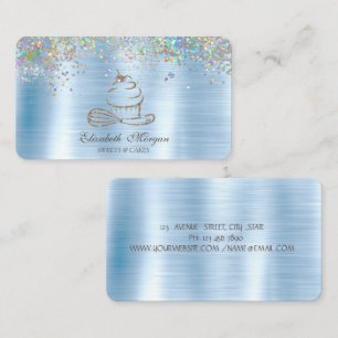Carte De Visite Parties scintillant d'or Cupcake Confetti, Métallo