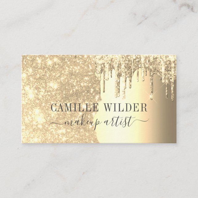 Carte De Visite Parties scintillant d'or de maquillage (Devant)
