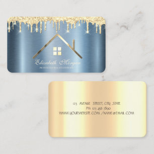 Carte De Visite Parties scintillant d'or Drives Immobilier Blue Me