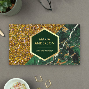 Carte De Visite Parties scintillant d'or Emerald Marbre vert Artis