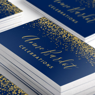 Carte De Visite Parties scintillant d'or glamour Confetti Marine B