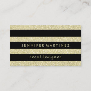 Carte De Visite Parties scintillant d'or Gras Noir Moderne