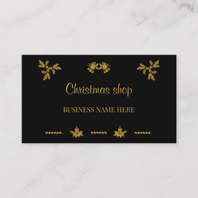Carte De Visite Parties scintillant d'or Joyeux Noël, Père Noël (Devant)