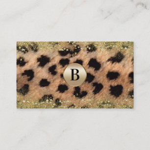 Carte De Visite Parties scintillant d'or Leopard Cheetah Monogramm