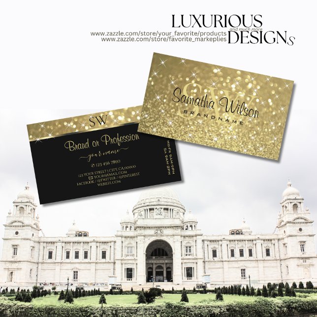 Carte De Visite Parties scintillant d'or luxueuse Étoiles lumineus (Créateur téléchargé)
