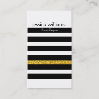 Carte De Visite Parties scintillant d'or moderne Black Stripes arr