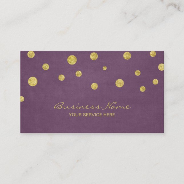 Carte De Visite Parties scintillant d'or moderne Confetti Dots Vio (Devant)
