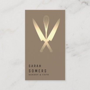 Carte De Visite Parties scintillant d'or moderne couteau & Whisk b