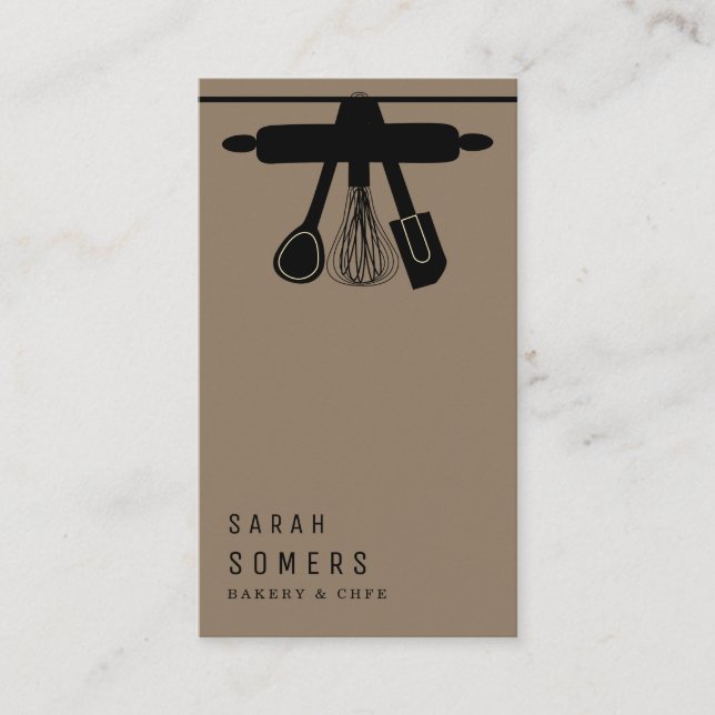 Carte De Visite Parties scintillant d'or moderne couteau & Whisk b (Devant)