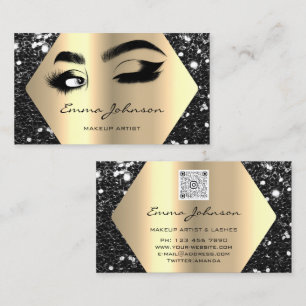 Carte De Visite Parties scintillant d'or noir maquillage artiste L