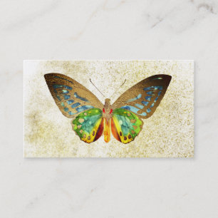 Carte De Visite *~* Parties scintillant d'or Papillon blanc doré d