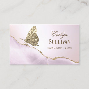 Carte De Visite Parties scintillant d'or Papillon Lilac Agate Cart