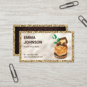 Carte De Visite Parties scintillant d'or Pâtisserie au chocolat Pâ