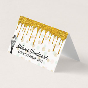 Carte De Visite Parties scintillant d'or   Polka Dot et Whisk