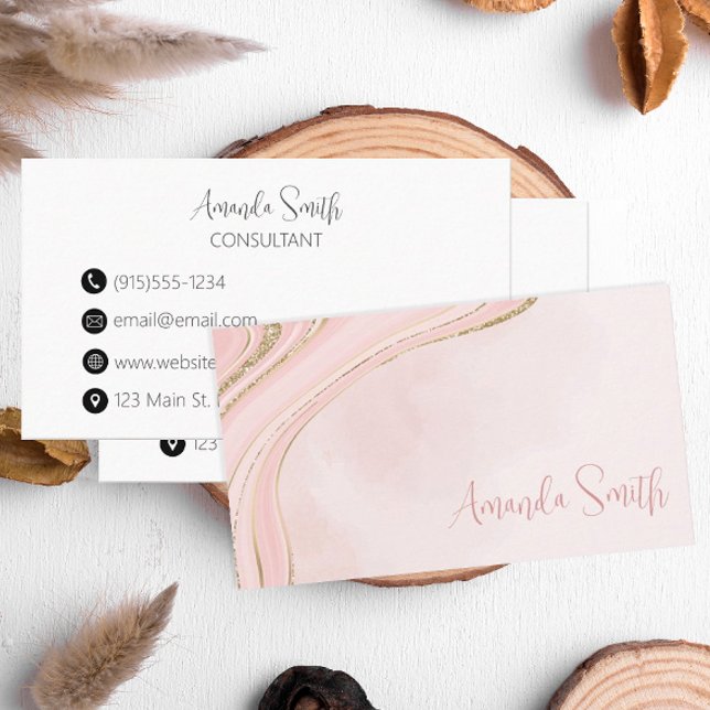 Carte De Visite Parties scintillant d'or rose moderne (Pink and gold business cards)