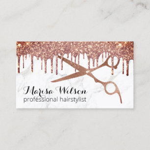 Carte De Visite Parties scintillant d'or rose moderne goutte marbr