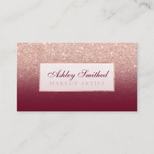 Carte De Visite parties scintillant d'or rose moderne maquillage d
