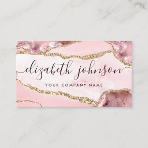 Carte De Visite Parties scintillant d'or rose vif Agate Marbre Gir