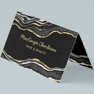 Carte De Visite Parties scintillant dorée en marbre noir