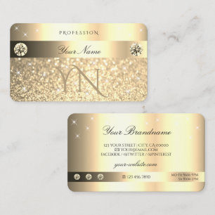 Carte De Visite Parties scintillant dorée flamboyante étoiles Init