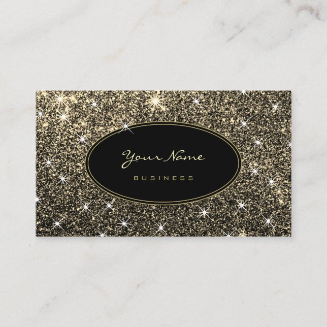 Carte De Visite Parties scintillant Dorée Glam Lumineuses Élégante (Devant)