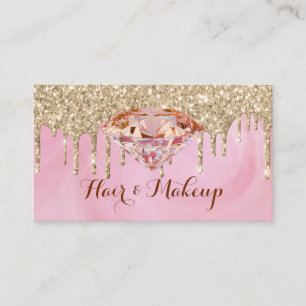 Carte De Visite Parties scintillant dorée moderne gouttes de diama