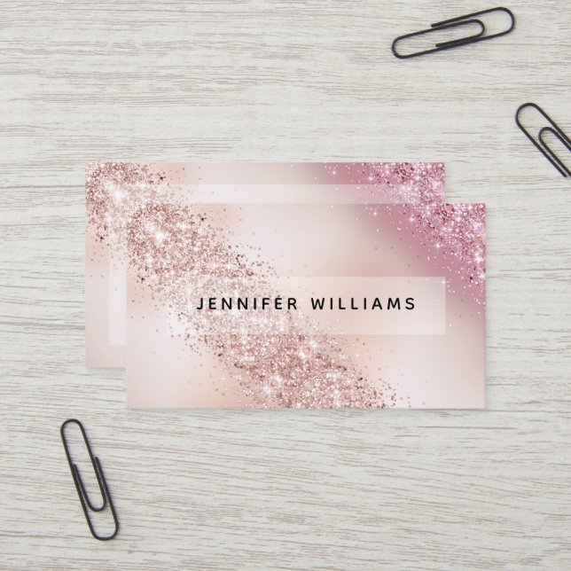 Carte De Visite Parties scintillant dorée Rose Gradient Salon mode (Devant/Arrière en situation)