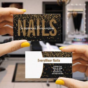 Carte De Visite Parties scintillant dorée sur Black Custom Profess