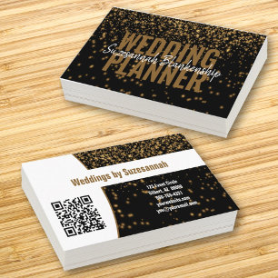 Carte De Visite Parties scintillant dorée sur le code QR personnal