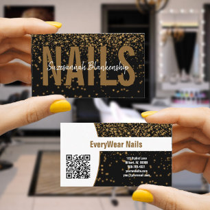 Carte De Visite Parties scintillant dorée sur le code QR personnal