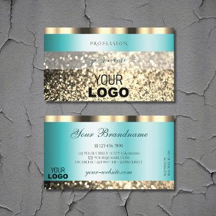 Carte De Visite Parties scintillant dorée Turquoise brillante avec