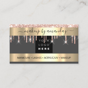 Carte De Visite Parties scintillant du logo de maquillage Rose Gol