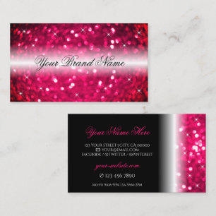 Carte De Visite Parties scintillant Élégante Noir Rose Étoiles Chi