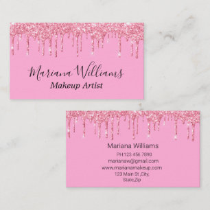 Carte De Visite parties scintillant élégantes à gouttes roses scin