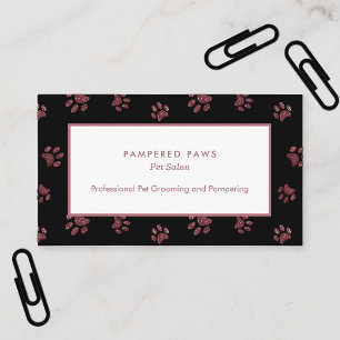 Carte De Visite Parties scintillant Empreintes de pattes Rose Gold