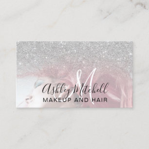 Carte De Visite parties scintillant en argent chic monogramme maqu