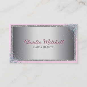 Carte De Visite Parties scintillant en argent et Arrière - plan