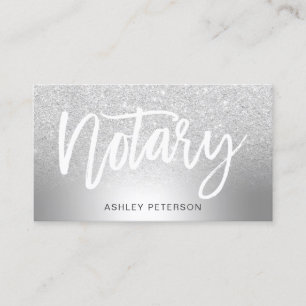 Carte De Visite Parties scintillant en argent Notaire ombre feuill