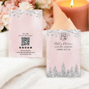 Carte De Visite Parties scintillant en argent rose logo bijouterie