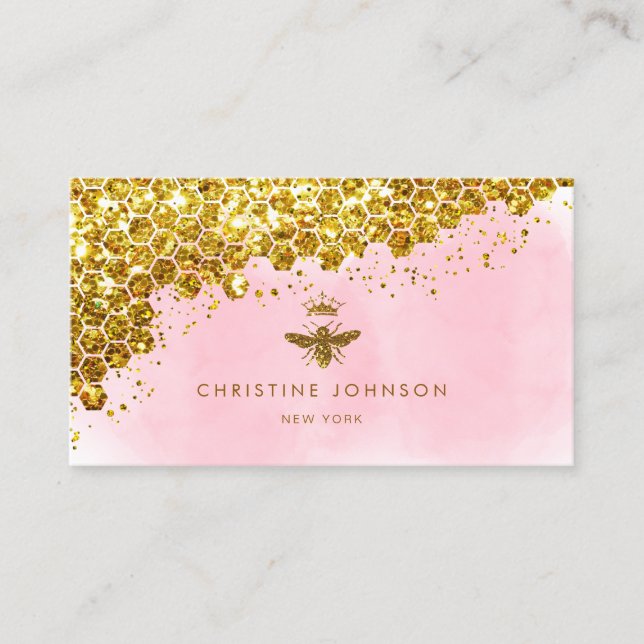 Carte De Visite parties scintillant en faux or (Devant)