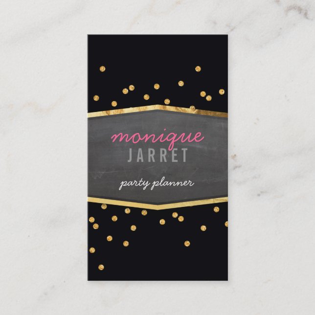 Carte De Visite Parties scintillant en feuille d'or glamour confet (Devant)