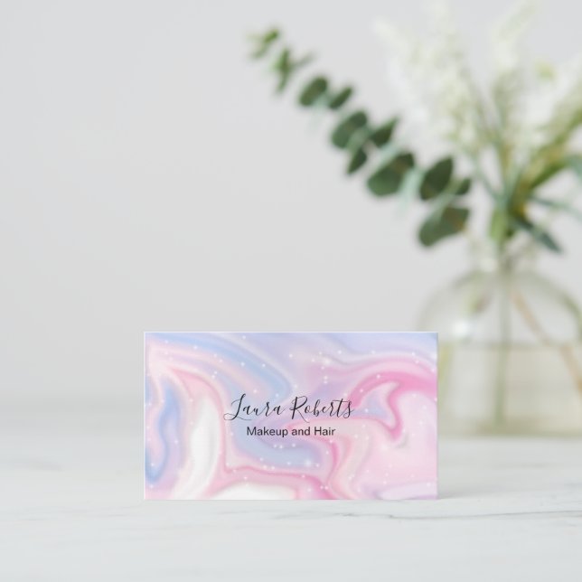 Carte De Visite Parties scintillant en marbre rose esthétique Cart (Debout devant)