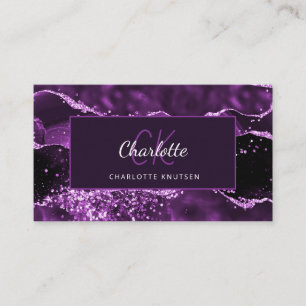 Carte De Visite Parties scintillant en marbre rose violet agate